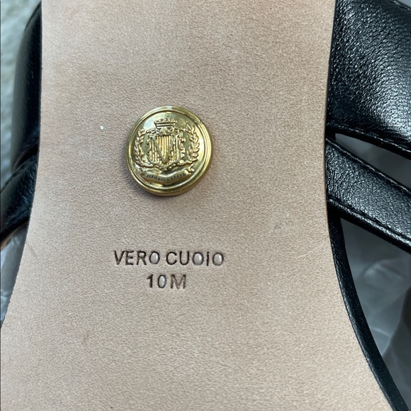 New Veronica Beard Alanis Leather Sandal Thong Kitten Heel Strappy Black Sz 10 - Picture 11 of 16